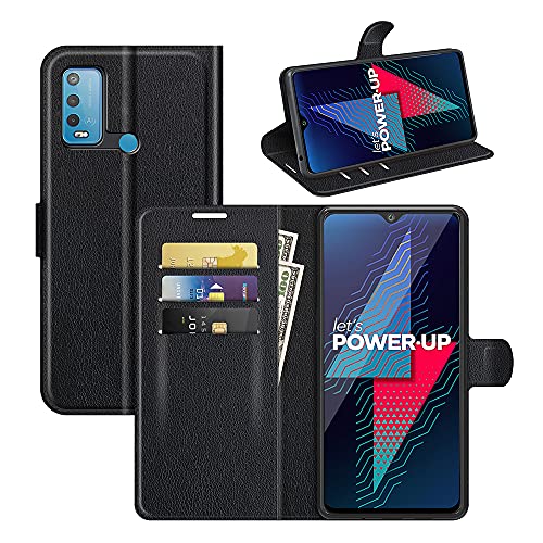 ROVLAK Hülle für Wiko Power U30 Wallet Flip Case mit Kartenslot Stoßfeste Lichee Muster PU Leder Case+Inner TPU Silikon Hülle mit Kickstand Tasche für Wiko Power U30,Schwarz von ROVLAK