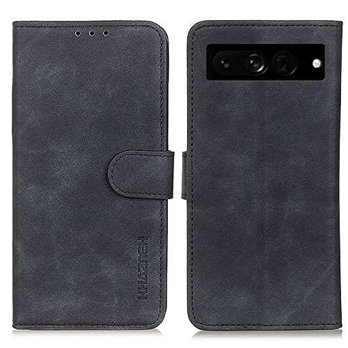 ROVLAK Premium Leder Flip Hülle Kompatibel mit Google Pixel 7Pro Wallet Case Kartenslot Stoßfeste PU Case+Innenseite TPU Silikon Kickstand Tasche Smartphone Cover, Schwarz von ROVLAK