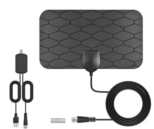 Digitale TV-Antenne 150 Meilen Reichweite mit Signalverstärker für 4K 1080p VHF UHF DVB-T/DVB-T 2 freie Kanäle von ROXIIFEE