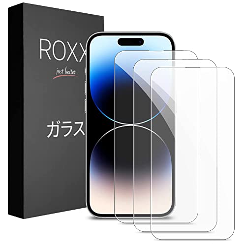ROXX Japanisches 9H Schutzglas (3 Stück) | Volle Displayabdeckung | Kompatibel mit iPhone 14 Pro | Härter | Klarer | Kratzresistenter | Passt perfekt mit ROXX Hüllen von ROXX just better