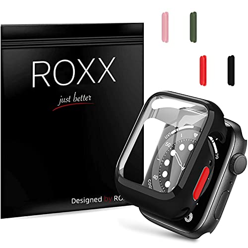 Roxx Hardcase Hülle mit 9H Schutzglas Front - Kompatibel mit Apple Watch 6 | SE | 5 | 4 | (44mm) von ROXX just better