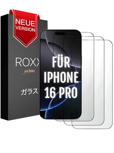 Roxx NEO Japanisches 9H 3D Schutzglas (3 Stück) | Verdeckt Nicht das Display | Für iPhone 16 Pro | Abgerundete Kanten | Härter | Klarer | Kratzresistenter | Bruchsicherer von ROXX just better
