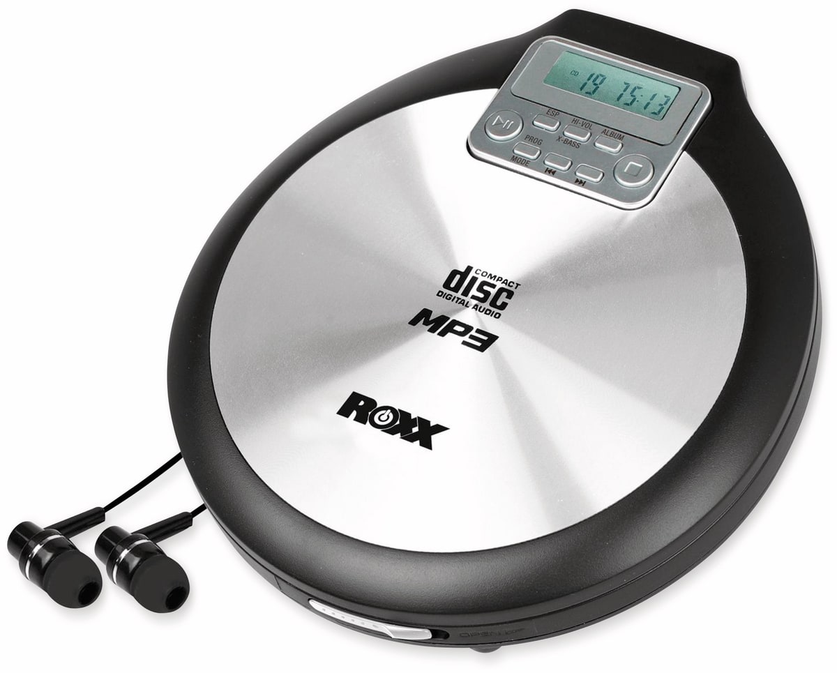 ROXX Portabler CD-Player PCD 600, schwarz/silber von ROXX