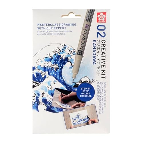 Sakura Creative Kit, 3 Stifte, 3 A6 Multi Media Papierbögen (Große Welle) von ROYAL TALENS
