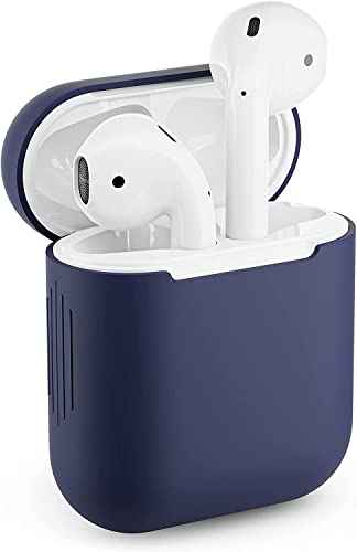 Schutzhülle für Apple Airpods 1 Silikon Case Airpod Hülle Passgenau (Dunkelblau) von ROYALCOVER