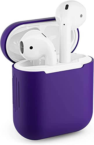 Schutzhülle für Apple Airpods 1 & 2 Silikon Case Airpod Hülle Passgenau (Lila) von ROYALCOVER