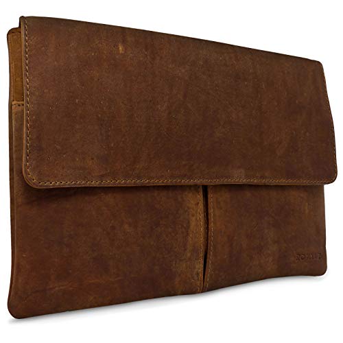 ROYALZ Leder Tasche für Apple MacBook 12 Zoll Lederhülle (ab 2015) mit Retina Display Notebook Schutztasche Sleeve Retro Vintage Look, Farbe:Lava Braun von ROYALZ