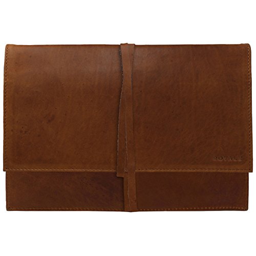 ROYALZ Lederhülle für Apple MacBook Pro 13 2016/2017 Ledertasche (Retina Display 13,3 Zoll) Tasche Schutz Hülle Cover Schutztasche Schutzhülle Case Sleeve Leder, Farbe:Cognac Braun von ROYALZ