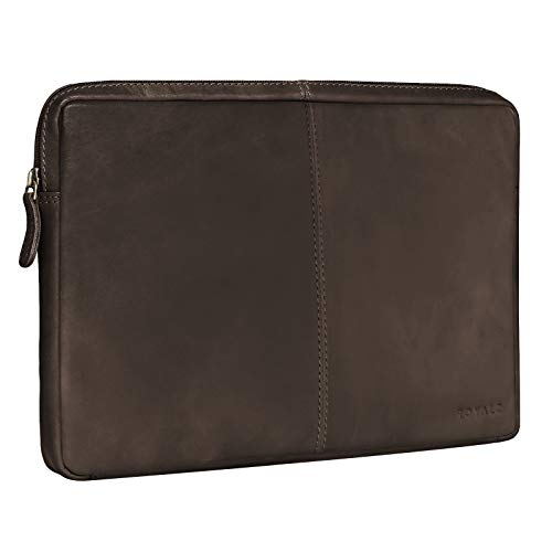 ROYALZ Ledertasche für Microsoft Surface Pro 7 und Pro 6 Tasche Leder Hülle 12,3 Zoll Vintage Lederhülle Schutzhülle Sleeve Etui Retro, Farbe:Dunkelbraun Matt von ROYALZ