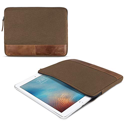 ROYALZ Schutz Hülle für Apple iPad Pro 9,7 / iPad Air/iPad Air 2 Tasche Tablet Schutztasche Sleeve Case aus Canvas/Leder, Farbe:Braun von ROYALZ