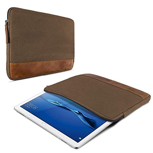 ROYALZ Schutz Tasche für Huawei MediaPad M3 Lite 10 Hülle 10,1 Zoll Tablet Schutztasche Sleeve Case aus Canvas/Leder, Farbe:Braun von ROYALZ