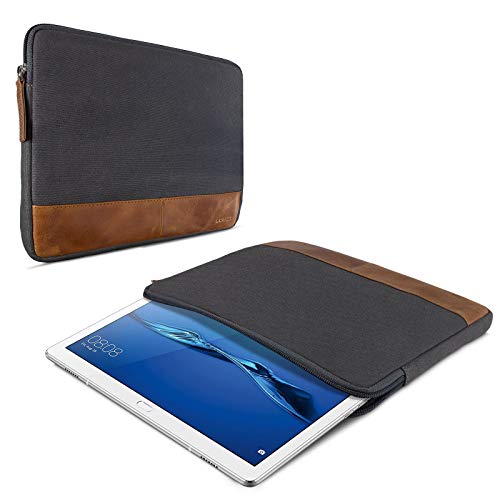ROYALZ Schutz Tasche für Huawei MediaPad M3 Lite 10 Hülle 10,1 Zoll Tablet Schutztasche Sleeve Case aus Canvas/Leder, Farbe:Grau von ROYALZ