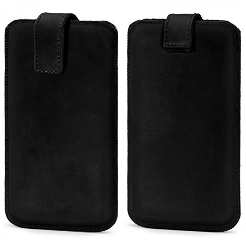 ROYALZ Tasche für Samsung Galaxy Note 7 Sleeve Handytasche Cover Slim Case Etui Rauszieh-Lasche mit Pull-UP Funktion Vintage Leder schwarz von ROYALZ