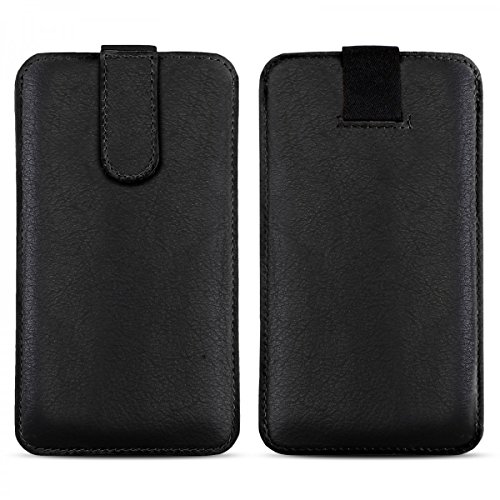 ROYALZ Universal Lederhülle für Sony Xperia X Compact Tasche aus Leder (Nicht für Xperia X passend) Sleeve Cover Slim Case Etui Ledertaasche Vintage Hülle schwarz von ROYALZ