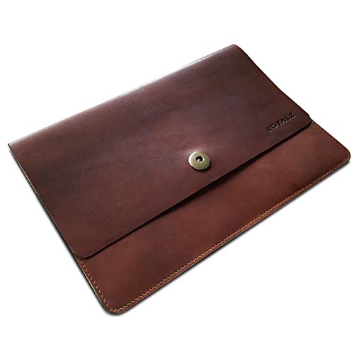 ROYALZ Universal Tablet Lederhülle bis 8,9-10.1 Zoll Vintage Leder Cover Schutzhülle mit Magnetverschluss, Farbe:Dunkel Cognac Braun von ROYALZ