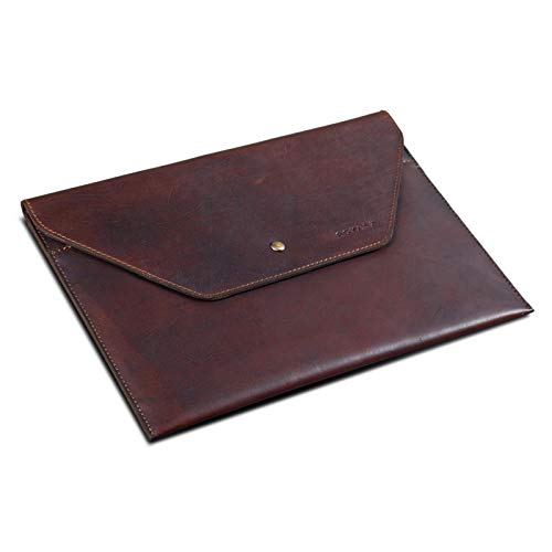 ROYALZ Vintage Ledertasche für Razer Blade Stealth 13 Schutzhülle 13 Zoll Sleeve Design Case Tablet Mappe Flach Echt-Leder Tasche, Farbe:Dunkel Cognac Braun von ROYALZ