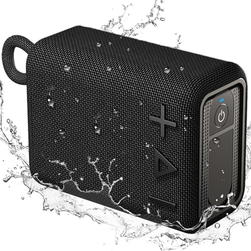 ROYQUEEN Bluetooth Lautsprecher, Klein Musikbox Tragbarer Bluetooth Box mit IP66 Wasserdicht, 16H Akkulaufzeit, Kabelloser Lautsprecher mit TF für Zuhause, Draußen (Schwarz) von ROYQUEEN