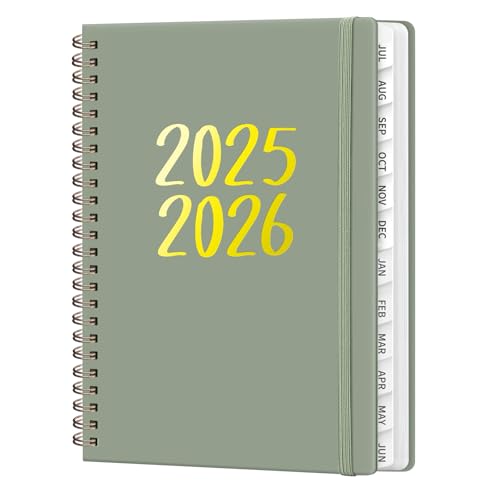 Akademischer Planer 2025–2026 für Damen und Herren, Monats- und Wochenkalender, Juli 2025 – Juni 2026, A5 (16 x 21,6 cm), ideal für Büro- und Schulbedarf, Grün von ROZZBY
