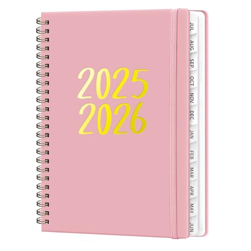 Akademischer Planer 2025–2026 für Damen & Herren, Monats- und Wochenkalender, Juli 2025 – Juni 2026, A5 (16 x 21,6 cm), mit Reitern, ideal für Büro- und Schulbedarf, Rosa von ROZZBY