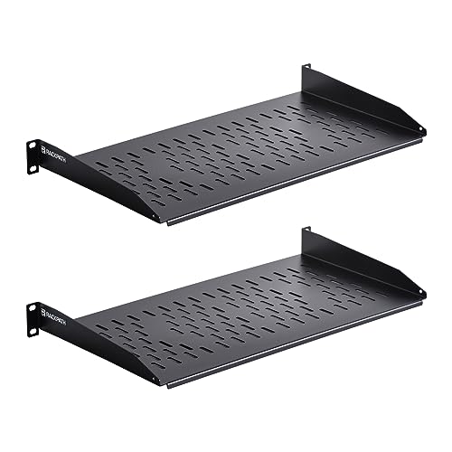 RackPath 1U freitragender Universal-Regalboden – 25,4 cm tief – Rackmount-Regal für 48,3 cm AV/Netzwerk-Racks – 25,4 kg Kapazität – 2 Stück von RP RACKPATH