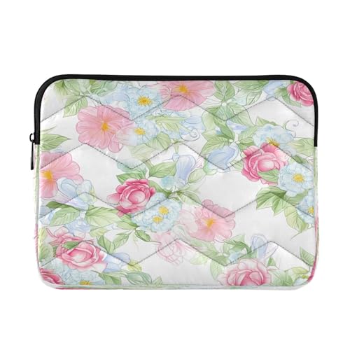 Blaue rosa Blumen weiße Laptop- und Tablet-Tasche, wasserdichte 15,6-Zoll-Laptop-Tasche für Damen Blaue rosa Blumen weiße Laptop- und Tablet-Tasche, wasserdichte 15,6-Zoll-Laptop-Tasche für Damen von RPLIFE
