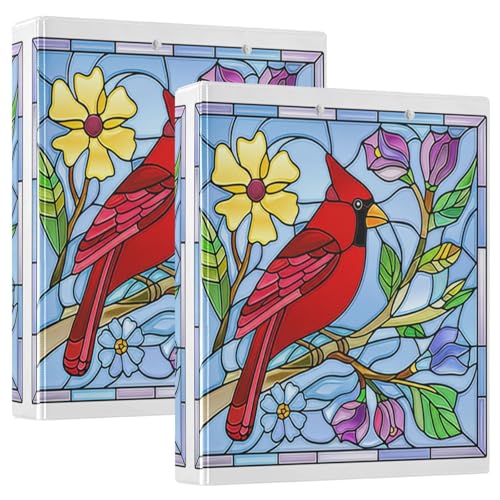 Chic Buntglas-Ordner mit 3 Ringen, D-Ringbuch mit Taschen, dekorative Ordner für Schule, Uni oder Büro, 2 Stück von RPLIFE