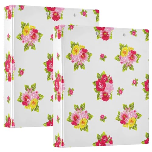 Drei-Ringbuch, 3,8 cm, Blumenmuster, Weiß, D-Ringbuch mit Klemmbrett, große 3 Ordner für Schule, Uni, Büro Drei-Ringbuch, 3,8 cm, Blumenmuster, Weiß, D-Ringbuch mit Klemmbrett, große 3 Ordner für Schule, Uni, Büro von RPLIFE