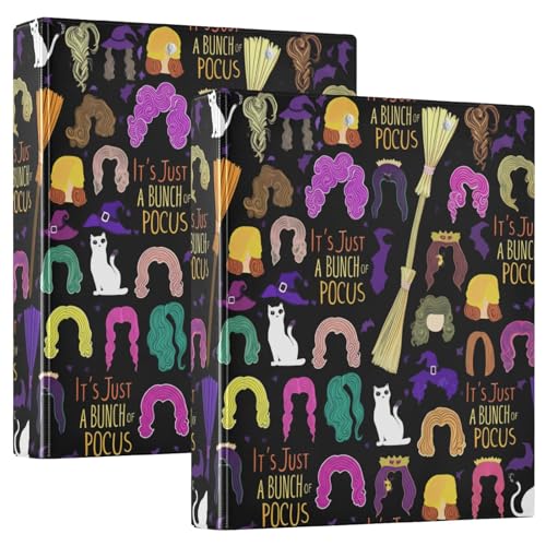 Groovy Bunte Perücke, 3-Ringbuch, 3,8 cm, D-Ringbuch mit Klemmbrett, 3 große Ordner für Schule, Uni, Büro, Schwarz, 2 Stück von RPLIFE