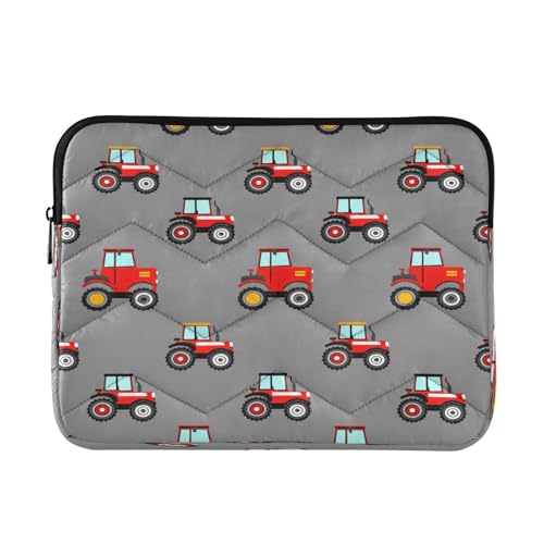 Laptop- und Tablet-Tasche, gesteppt, 39,6 cm (15,6 Zoll), Motiv: niedliche Cartoon-Traktoren, Grau von RPLIFE