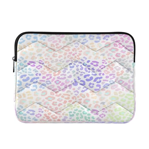 Laptop- und Tablet-Tasche mit Leopardenmuster, gepolstert, 38,1 cm (15 Zoll), Pastellfarben von RPLIFE