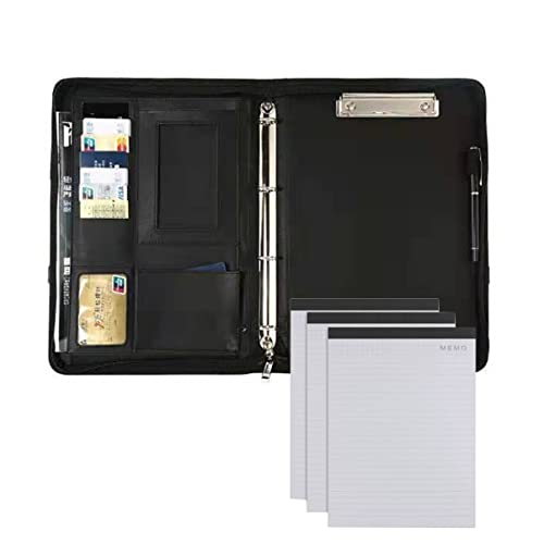 Zwischenablage-Ordner 4 Ringbuch Organizer mit Leder Ordner Schreiben Pad Zipper Business Notebook Bindemittel(3*Notebook) von RPXHZLKTM
