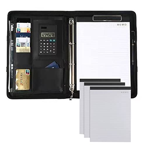 Zwischenablage-Ordner 4 Ringbuch Organizer mit Leder Ordner Schreiben Pad Zipper Business Notebook Bindemittel(8digit calculator) von RPXHZLKTM