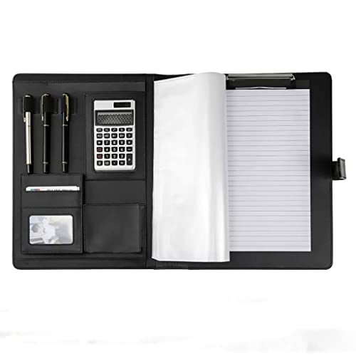 Zwischenablage-Ordner 4 Ringbuch Vegan Leder Binder Business Organizer Notizblock Halter Ordner(12digit calculator) von RPXHZLKTM