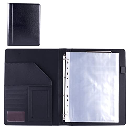 Zwischenablage-Ordner A4 Business Ordner Ringbuch Datei Lebenslauf Dokument Tasche Schreibblock Kartenhalter(Black,No calculator) von RPXHZLKTM
