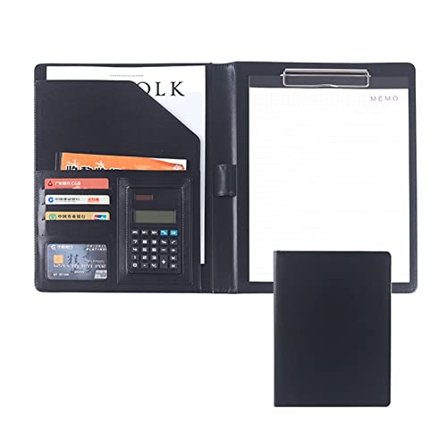 Zwischenablage-Ordner A4-Ordner Klemmbrett Ordner Konferenz Klemmbrett Foldover mit Cover Schreiben Arbeiten Nachfüllbar Organizer Portfolio(Black,8digit calculator) von RPXHZLKTM