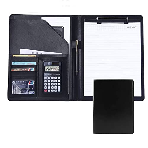Zwischenablage-Ordner Binder-Ordner-Speicher-Klemmbrett mit nachfüllbarem liniertem Notizblock for die Schule, Seitengurte, Dokumenten-Organizer(Black,12digit calculator) von RPXHZLKTM
