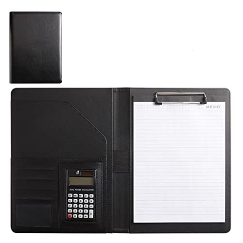 Zwischenablage-Ordner Business-Lebenslauf-Ordner Leder Interview Business Organizer mit Legal Pad Ordner Zwischenablage Interview-Ordner(Black,12digit calculator) von RPXHZLKTM