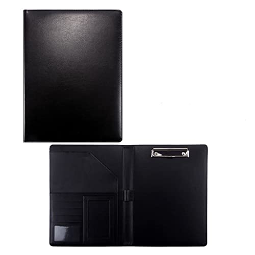 Zwischenablage-Ordner Konferenzmappe aus Kunstleder, for Umklappen, for Unternehmen und Büro, mit Tasche, for Dokumente, Lebensläufe(Black,No calculator) von RPXHZLKTM