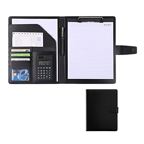 Zwischenablage-Ordner Kunstleder Ordner Lebenslauf Meeting A4 Schreibblock Zwischenablage Ordner Notizblock Clip Boards Organizer(Black,8digit calculator) von RPXHZLKTM