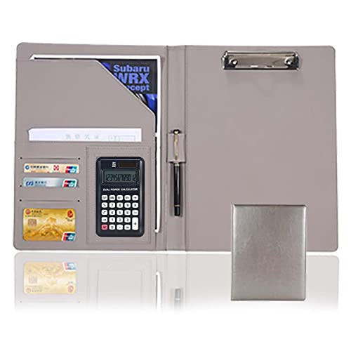 Zwischenablage-Ordner Ordner Binder Interview Lebenslauf Rechtliche Dokument Organizer Mit Zwischenablage Rechner Notizblock Ordner Tasche(Grey,12digit calculator) von RPXHZLKTM
