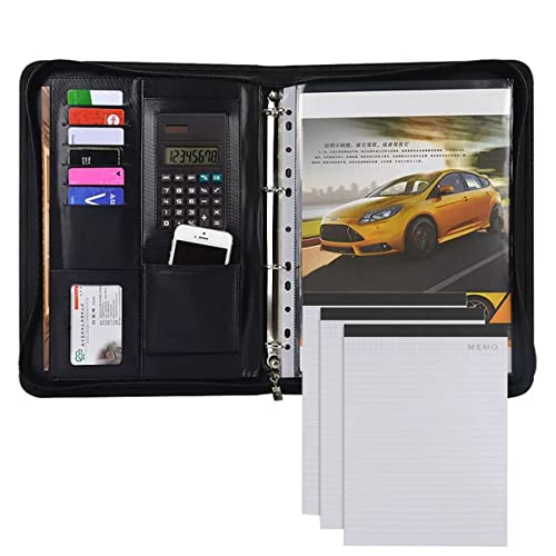 Zwischenablage-Ordner Ordner mit Reißverschluss, 4 Ringe, mit Schreibblock, Lebenslauf-Ordner for Männer/Frauen, mit Klemmbrett im A4-Format(8digit calculator) von RPXHZLKTM