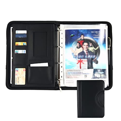 Zwischenablage-Ordner Organizer 4-Ring-Ordner mit Reißverschluss Aufbewahrungstasche for Papiere Reisedokumente Präsentationsmappe mit Taschen(Black,No calculator) von RPXHZLKTM