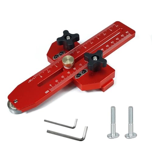 Sicherheits-Tischkreissägen-Vorrichtung, dünne Rip-Vorrichtung for Herstellen sich wiederholender schmaler dünner Streifen, passend for 3/8" x 3/4" T-Nut-Holzbearbeitungswerkzeuge(Red) von RQEYUNP
