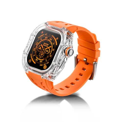 RYUEUYA Rugged Durchsichtige Schutzhülle mit Armband mit Apple Watch Serie Ultra 2/1 49mm, Gehäuse Robust Hülle für die iWatch, T-OR von RR YUEUYA