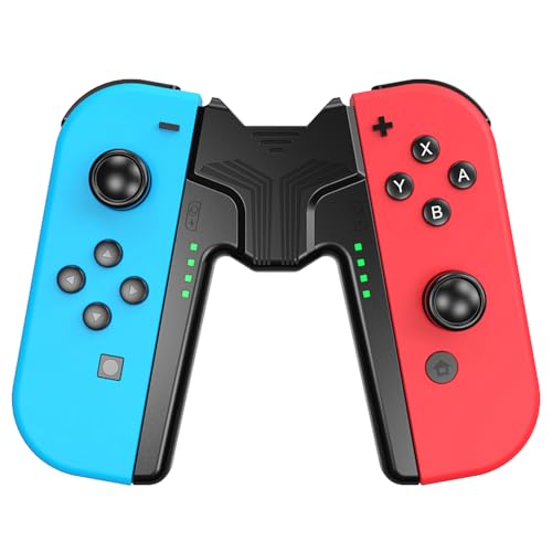 Charging Grip Handle for Nintendo Switch/OLED for Joy Con, Joystick Charging Comfort V-Shaped Game for joycon Grip Controller with Battery Indicators, High Speed for joy-con charger grip USB C Cable von RREAKA