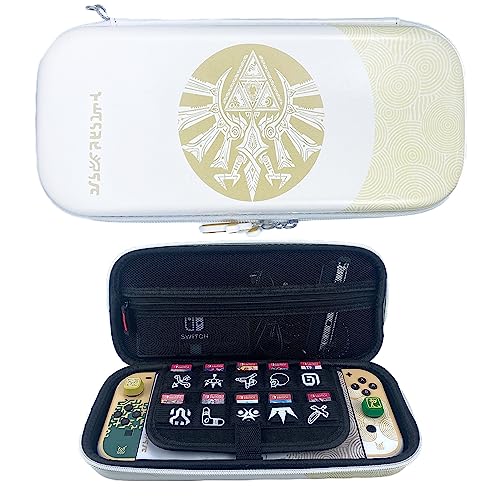 RREAKA Switch Case for Nintendo Switch OLED, Switch Carrying Case Zelda Tears of The Kingdom, Portable Travel Bag Storage 10 Game Cards, Hard Protection Bags for Switch Accessories, White von RREAKA
