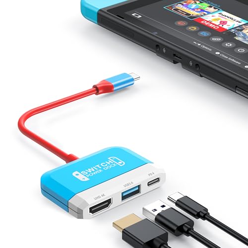 RREAKA Switch Dock for Nintendo Switch OLED, 3 in 1 Switch TV Adapter with 4K HDMI, USB 3.0 Port, Type C 100W Charging, Portable Switch Docking Station Travel, for Samsung Dex S24, MacBook von RREAKA