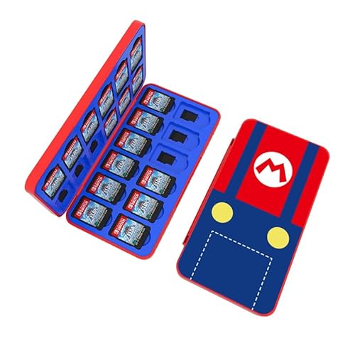 RREAKA Switch Game Case for Nintendo Switch/OLED/Lite, 24 Slots Switch Game Cartridge Holder, Portable Switch Card Storage Case with 24 Slots for Switch Games Card and Micro SD Cards, Mario Overall von RREAKA