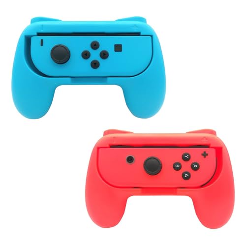 Switch Controller Hand Grips for Nintendo Switch OLED for Joy-Con Handle Kit Gamepad for Joy Cons Rubber Surface Comfort Remote Holder Accessories 2 Pack Red,Blue von RREAKA