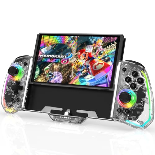 Switch Controller for Nintendo Switch/OLED, One-Piece Switch Pro Controllers Replacement for Joycon, Handheld Switch Grip Remote with 8 RGB Colors, Adjustable Turbo, Dual Motor Vibration, Back Button von RREAKA